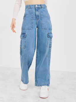 Styli - Cargo Pocket Wide Leg Jeans